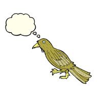 cartoon crow with thought bubble N5