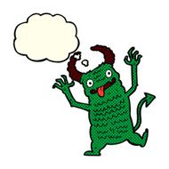 cartoon demon with thought bubble N5