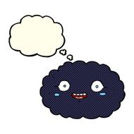 happy cartoon cloud with thought bubble N7