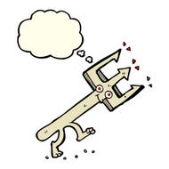 cartoon devil fork with thought bubble N5