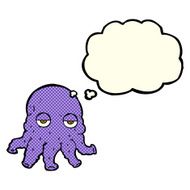 cartoon alien squid face with thought bubble N12