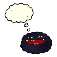 happy cartoon cloud with thought bubble N8