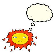 cartoon sad sun with thought bubble N5