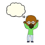 cartoon stressed bald man with thought bubble N5