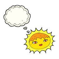 cartoon pretty sun with thought bubble N3