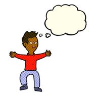 cartoon man panicking with thought bubble N23