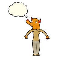 cartoon friendly fox woman with thought bubble N3