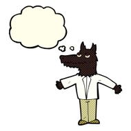 cartoon wolf with thought bubble N8