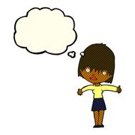 cartoon curious woman with thought bubble N22