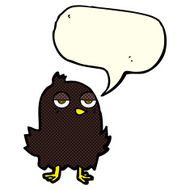 cartoon bored bird with thought bubble N5