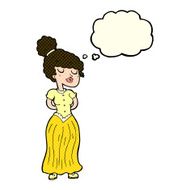 cartoon pretty victorian woman with thought bubble N5