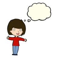 cartoon happy woman with thought bubble N109