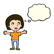 cartoon happy person with thought bubble N14