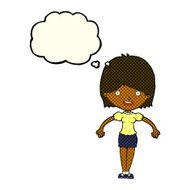 cartoon happy woman with thought bubble N110
