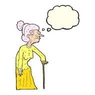 cartoon old woman with thought bubble N4