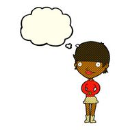cartoon friendly woman with thought bubble N31