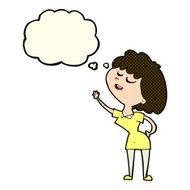 cartoon happy woman about to speak with thought bubble N5