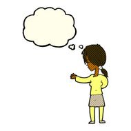 cartoon woman gesturing with thought bubble N13