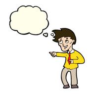 cartoon funny office man pointing with thought bubble N5