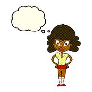 cartoon pretty woman with thought bubble N116