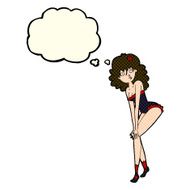 cartoon woman in lingerie with thought bubble N20