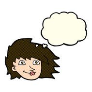 cartoon female face with thought bubble N61