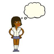 cartoon woman with hands on hips thought bubble N91