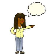 cartoon pretty woman pointing with thought bubble N18