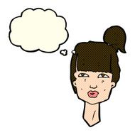 cartoon female head with thought bubble N5