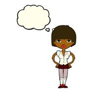 cartoon woman with hands on hips thought bubble N92