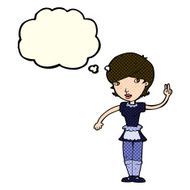 cartoon waitress taking order with thought bubble N9