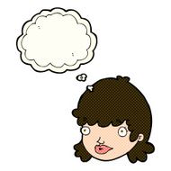 cartoon female face with surprised expression thought bubbl N10
