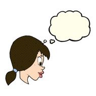 cartoon pretty female face with thought bubble N42