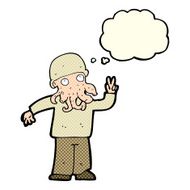 cartoon cool alien with thought bubble N5