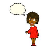 cartoon shocked woman with thought bubble N41