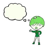 cartoon vampire girl with thought bubble N96
