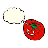 cartoon happy tomato with thought bubble N9