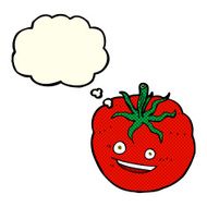 cartoon happy tomato with thought bubble N10