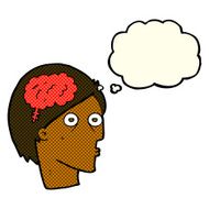 cartoon head with brain symbol thought bubble N17