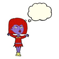 cartoon vampire girl with thought bubble N97