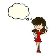 cartoon girl making point with thought bubble N5