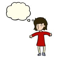 cartoon nervous woman with thought bubble N14