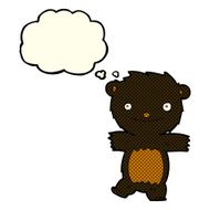 cartoon black bear cub with thought bubble N29
