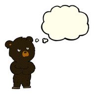 cartoon black bear cub with thought bubble N30