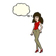 cartoon pretty woman with thought bubble N117