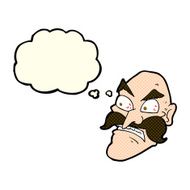 cartoon angry old man with thought bubble N61