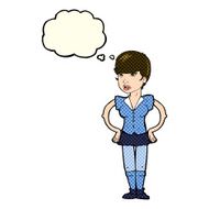 cartoon woman with hands on hips thought bubble N93