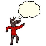 cartoon wolf man with thought bubble N19