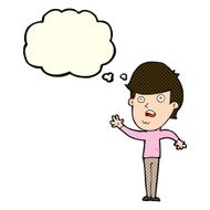 cartoon unhappy boy with thought bubble N24