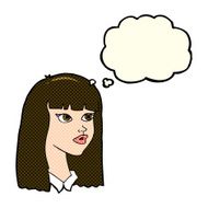 cartoon pretty girl with long hair thought bubble N5